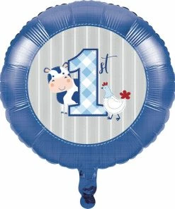 Creative Converting Farmhouse Birthday Blue 18" Mylar Ballon (10/Case)