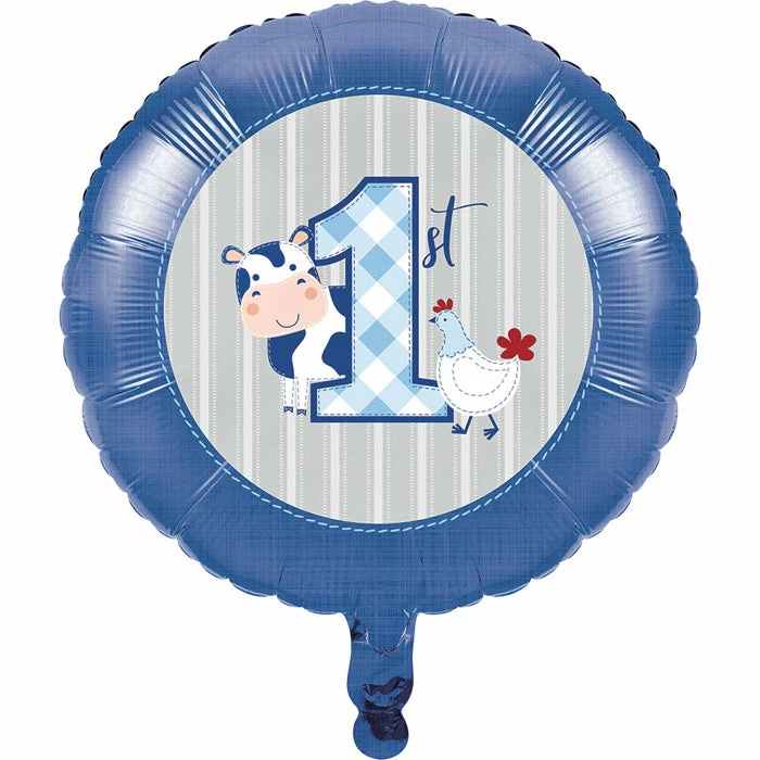 Creative Converting Farmhouse Birthday Blue 18" Mylar Ballon (10/Case)