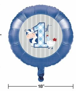 Creative Converting Farmhouse Birthday Blue 18" Mylar Ballon (10/Case)