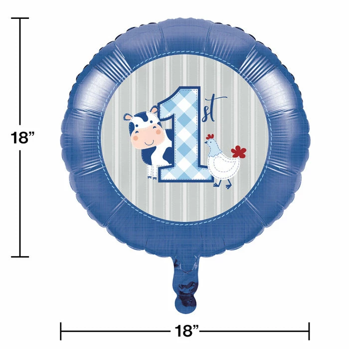 Creative Converting Farmhouse Birthday Blue 18" Mylar Ballon (10/Case)