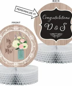 Creative Converting Bridal And Wedding Rustic Wedding Centerpiece, Honeycomb, Diecut Set (6/case)