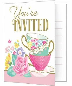 Creative Converting Floral Tea Party Foldover Invitations (48/Case) Kids Birthday Party Themes