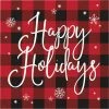 Creative Converting Buffalo Plaid Happy Holidays Luncheon Party Napkins 16 Ct Christmas Party Supplies