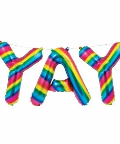 Creative Converting Rainbow Foil Birthday Balloon Banner, Yay (Case Pack Of 36) Kids Birthday Party Themes