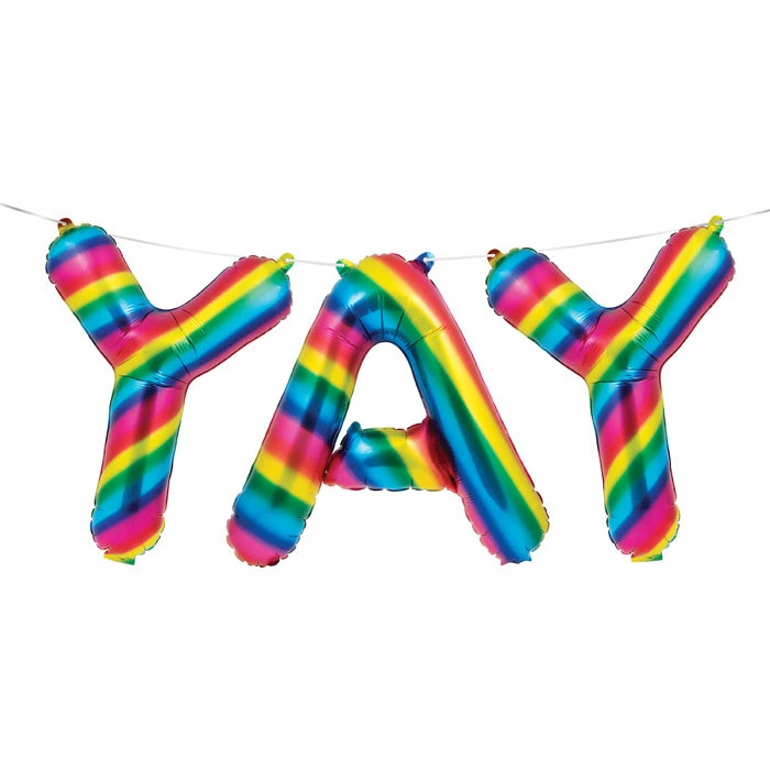 Creative Converting Rainbow Foil Birthday Balloon Banner, Yay (Case Pack Of 36) Kids Birthday Party Themes