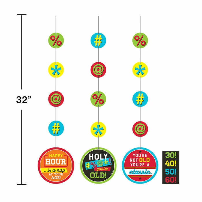Creative Converting Age Humor Hanging Cutouts (36/Case) Adult Birthday Party Themes