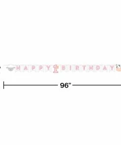 Creative Converting 1st Birthday Party Themes Farmhouse Birthday Pink Banner (12/Case)