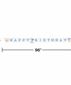 Creative Converting 1st Birthday Party Themes Farmhouse Birthday Blue Banner (12/Case)
