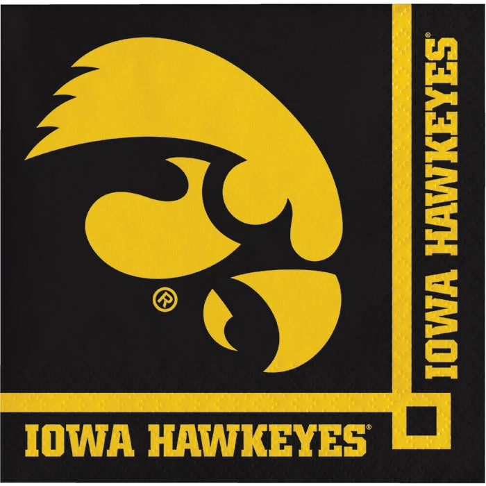 Creative Converting NCAA College Themed Party Decorations University Of Iowa Beverage Napkins, 2-Ply (240/case)