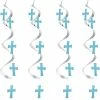 Creative Converting Pastel Blue & Silver Crosses Dizzy Danglers (30/case) Religious Ceremony Decorations