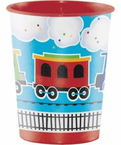 Creative Converting All Aboard Plastic Keepsake Cup 16 Oz. (12/case) 1st Birthday Party Themes