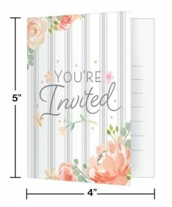 Creative Converting Baby Showers Farmhouse Floral Foldover Invitations - Baby Shower (48/Case)