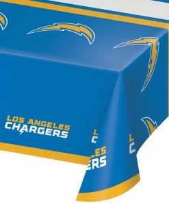 Creative Converting NFL And Football Party Supplies Los Angeles Chargers Plastic Tablecover, 54" X 102" 1ct