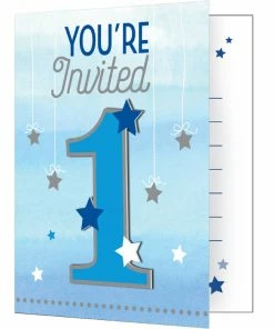 Creative Converting One Little Star Boy Invitation With Att (48/case) 1st Birthday Party Themes