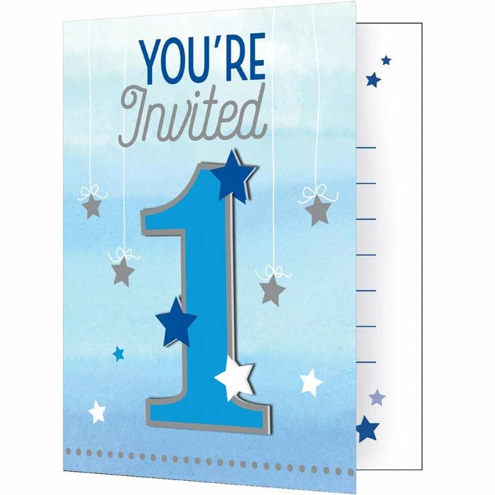 Creative Converting One Little Star Boy Invitation With Att (48/case) 1st Birthday Party Themes