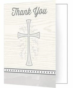 Creative Converting Religious Ceremony Decorations Divinity Silver Thank You Notes (48/Case)