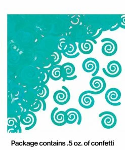 Creative Converting Solid Color Tableware Teal Lagoon Confetti Swirls (Case Pack Of 12)