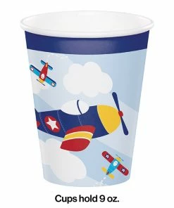 Creative Converting Lil' Flyer Airplane Hot/Cold Cups 9 Oz. (Case Pack Of 96) Kids Birthday Party Themes