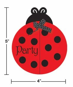 Creative Converting Kids Birthday Party Themes Ladybug Fancy Invitation, Gatefold Diecut (48/case)