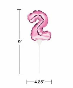 Creative Converting General Decorations Pink 2 Number Balloon Cake Topper (12/Case)