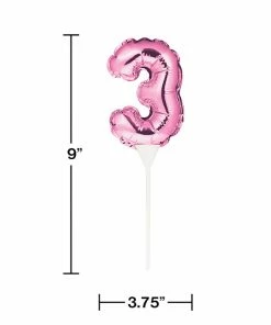 Creative Converting Pink 3 Number Balloon Cake Topper (12/Case) General Decorations