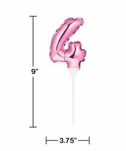Creative Converting Pink 4 Number Balloon Cake Topper (12/Case)