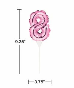 Creative Converting Pink 8 Number Balloon Cake Topper (12/Case)