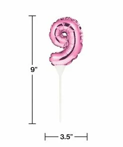 Creative Converting Pink 9 Number Balloon Cake Topper (12/Case)