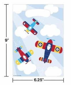 Creative Converting Lil' Flyer Airplane Loot Bag (Case Pack Of 96) Kids Birthday Party Themes