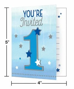 Creative Converting One Little Star Boy Invitation With Att (48/case) 1st Birthday Party Themes