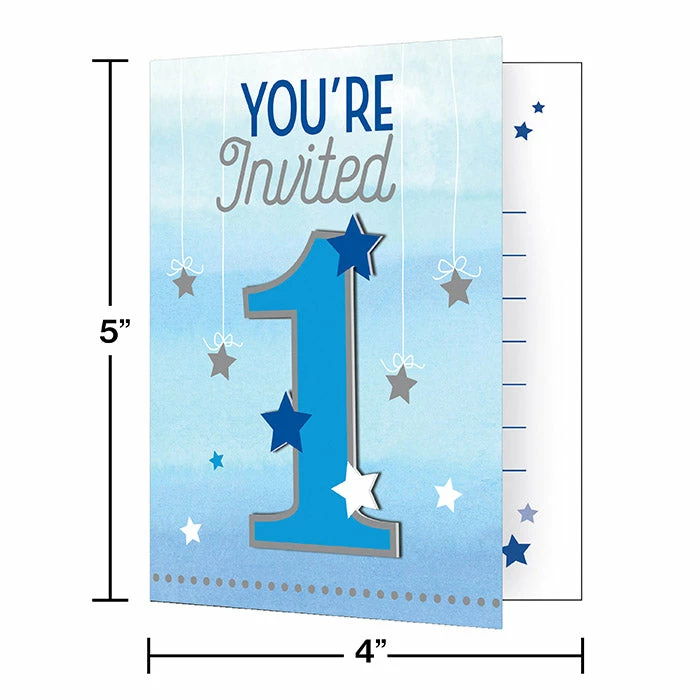 Creative Converting One Little Star Boy Invitation With Att (48/case) 1st Birthday Party Themes