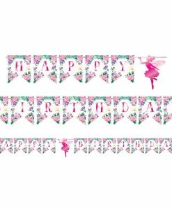 Creative Converting Floral Fairy Sparkle Banner (12/Case) Kids Birthday Party Themes