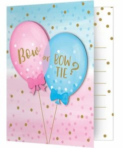 Creative Converting Gender Reveal Balloons Foldover Invitations W/ Attachment (48/Case) Baby Showers