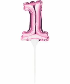 Creative Converting General Decorations Pink 1 Number Balloon Cake Topper (12/Case)