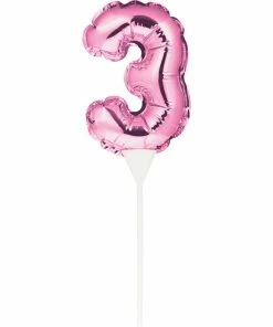 Creative Converting Pink 3 Number Balloon Cake Topper (12/Case) General Decorations