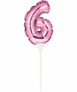 Creative Converting General Decorations Pink 6 Number Balloon Cake Topper (12/Case)