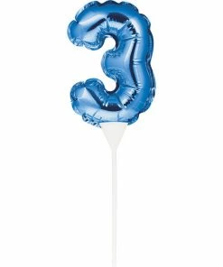 Creative Converting Blue 3 Number Balloon Cake Topper (12/Case) General Decorations