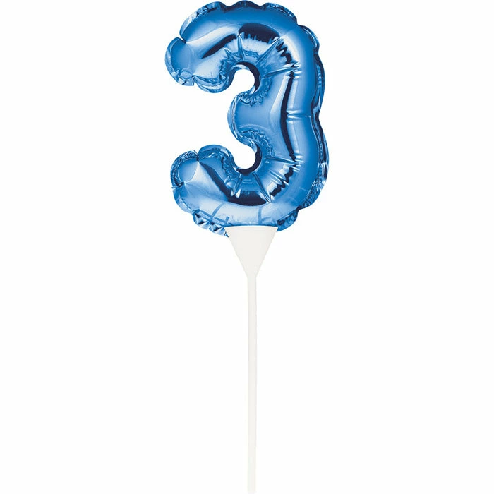 Creative Converting Blue 3 Number Balloon Cake Topper (12/Case) General Decorations