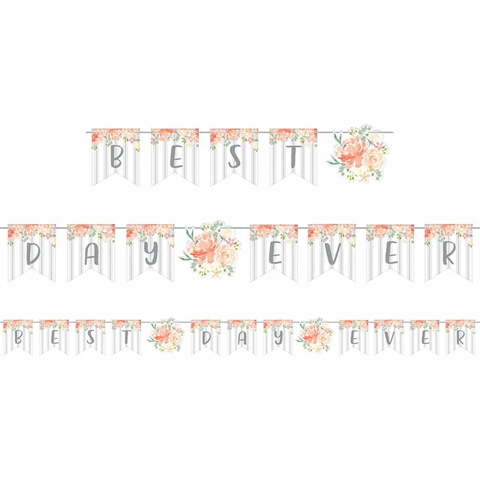 Creative Converting Bridal And Wedding Farmhouse Floral Banner - Wedding (12/Case)
