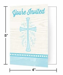 Creative Converting Religious Ceremony Decorations Divinity Blue Foldover Invitations (48/Case)