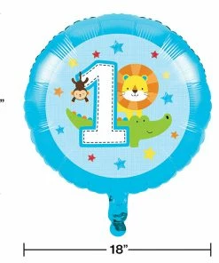 Creative Converting One Is Fun Boy Metallic Balloon 18 Inch (10/case) 1st Birthday Party Themes