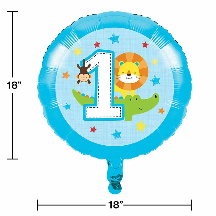 Creative Converting One Is Fun Boy Metallic Balloon 18 Inch (10/case) 1st Birthday Party Themes