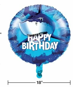 Creative Converting Kids Birthday Party Themes Shark Splash Metallic Balloon Happy Birthday (12/case)