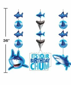 Creative Converting Shark Splash Hanging Cutouts (18/case) Kids Birthday Party Themes