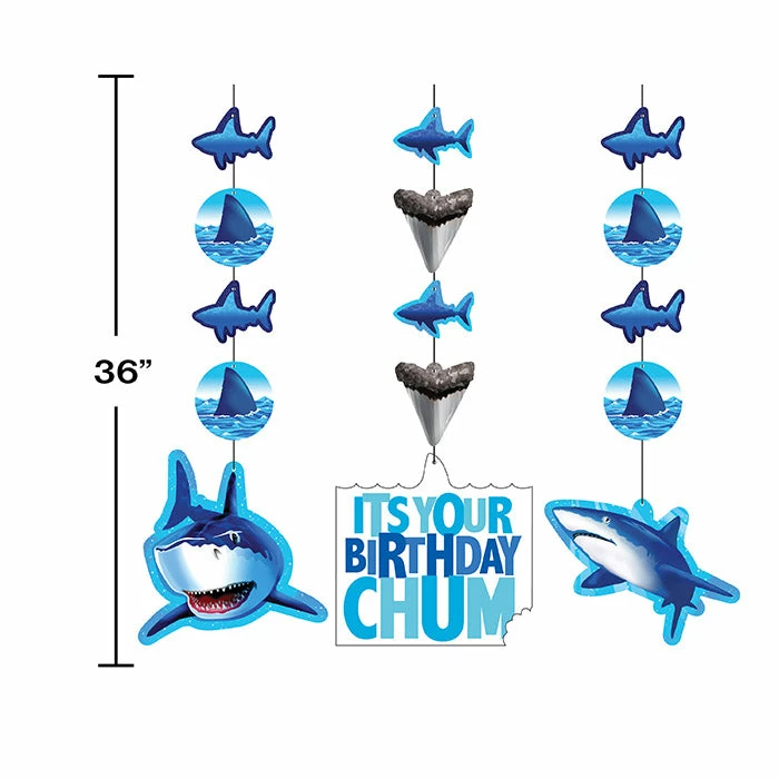 Creative Converting Shark Splash Hanging Cutouts (18/case) Kids Birthday Party Themes