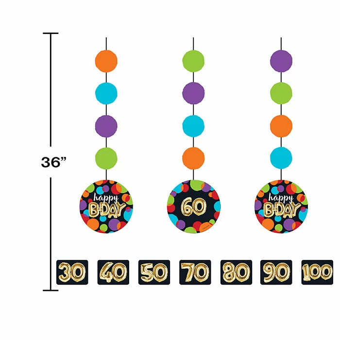 Creative Converting Balloon Birthday Hanging Cutouts (Case Pack Of 36) Adult Birthday Party Themes