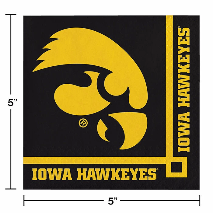 Creative Converting NCAA College Themed Party Decorations University Of Iowa Beverage Napkins, 2-Ply (240/case)