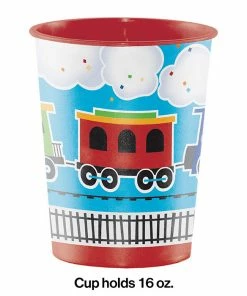 Creative Converting All Aboard Plastic Keepsake Cup 16 Oz. (12/case) 1st Birthday Party Themes