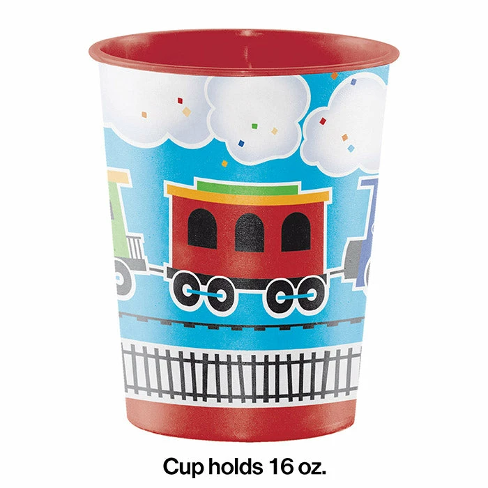 Creative Converting All Aboard Plastic Keepsake Cup 16 Oz. (12/case) 1st Birthday Party Themes