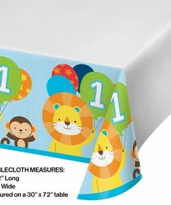 Creative Converting One Is Fun Boy Plastic Tablecover Border, 54 Inch X 102 Inch (6/case)